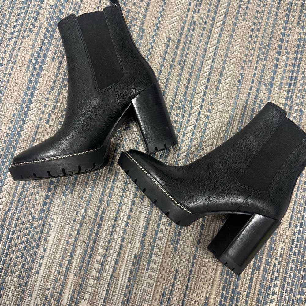 Tory Burch Black Chelsea Heeled Boots
